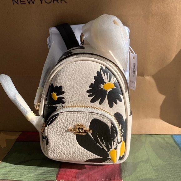 Coach Mini Court Backpack Bag Charm With Floral Print CZ605 - Picture 2 of 7